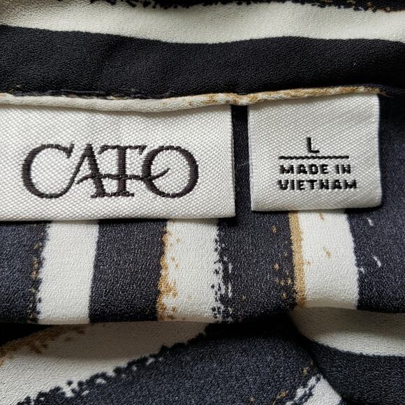 Black and White Sleeveless Collared Tunic Large - Picture 12 of 12